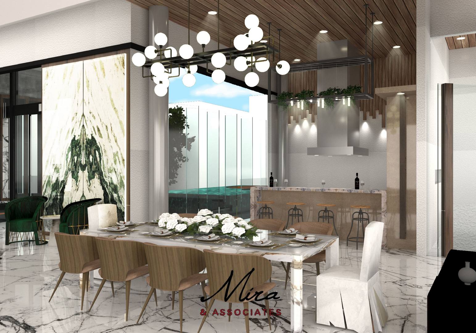 Material alami kayu dan batu Kertanegara Residence